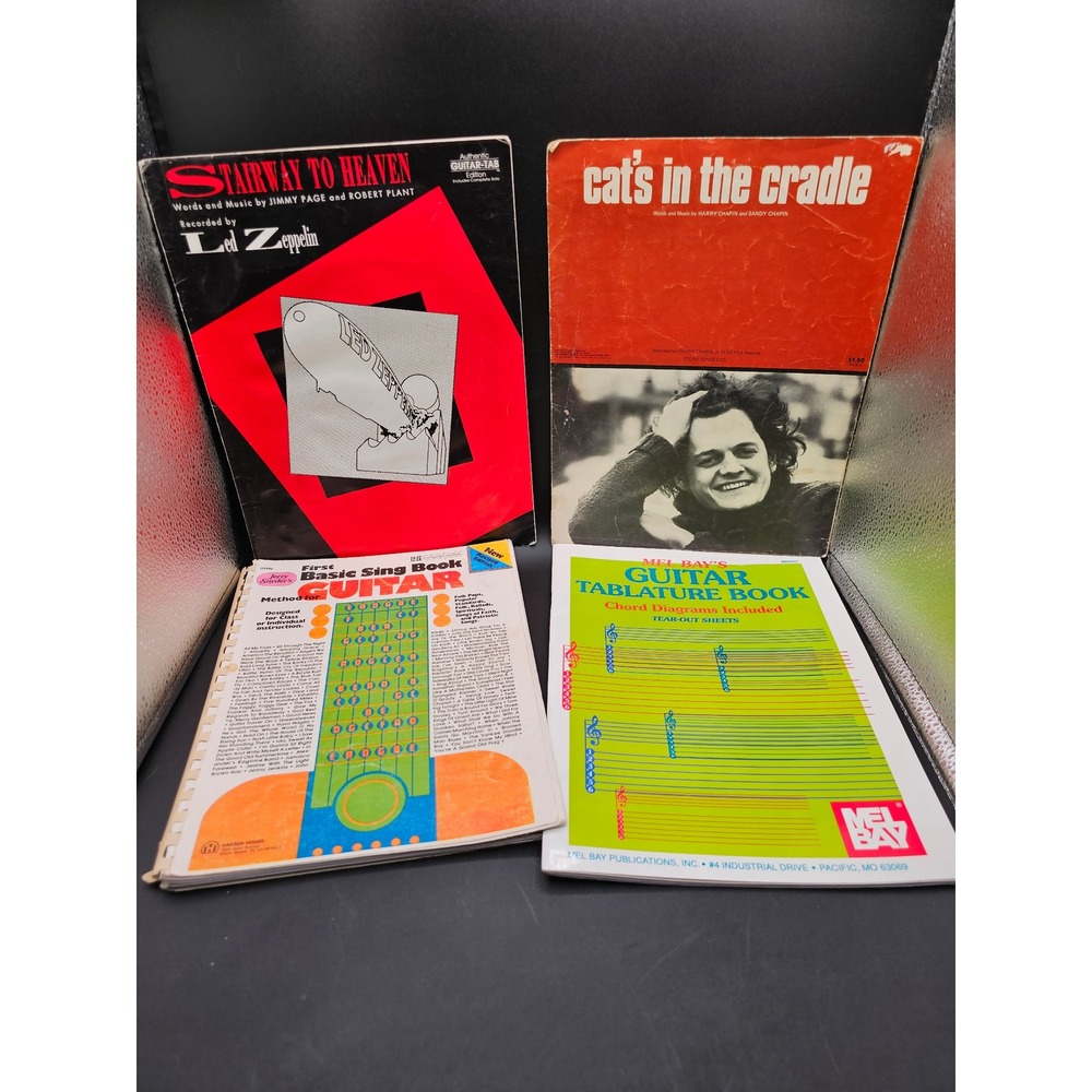 Vintage Guitar Sheet Music Lot Led Zeppelin Harry Chapin Mel Bay Jerry Snyder